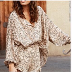 Spell Beige Leopard Print Blouse